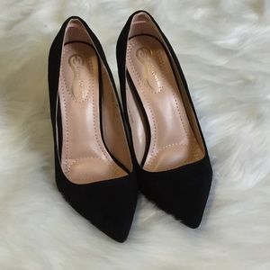Black suede heels